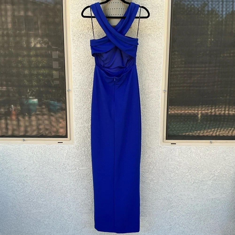 Lulu's Royal Blue Crisscross Halter Maxi Dress